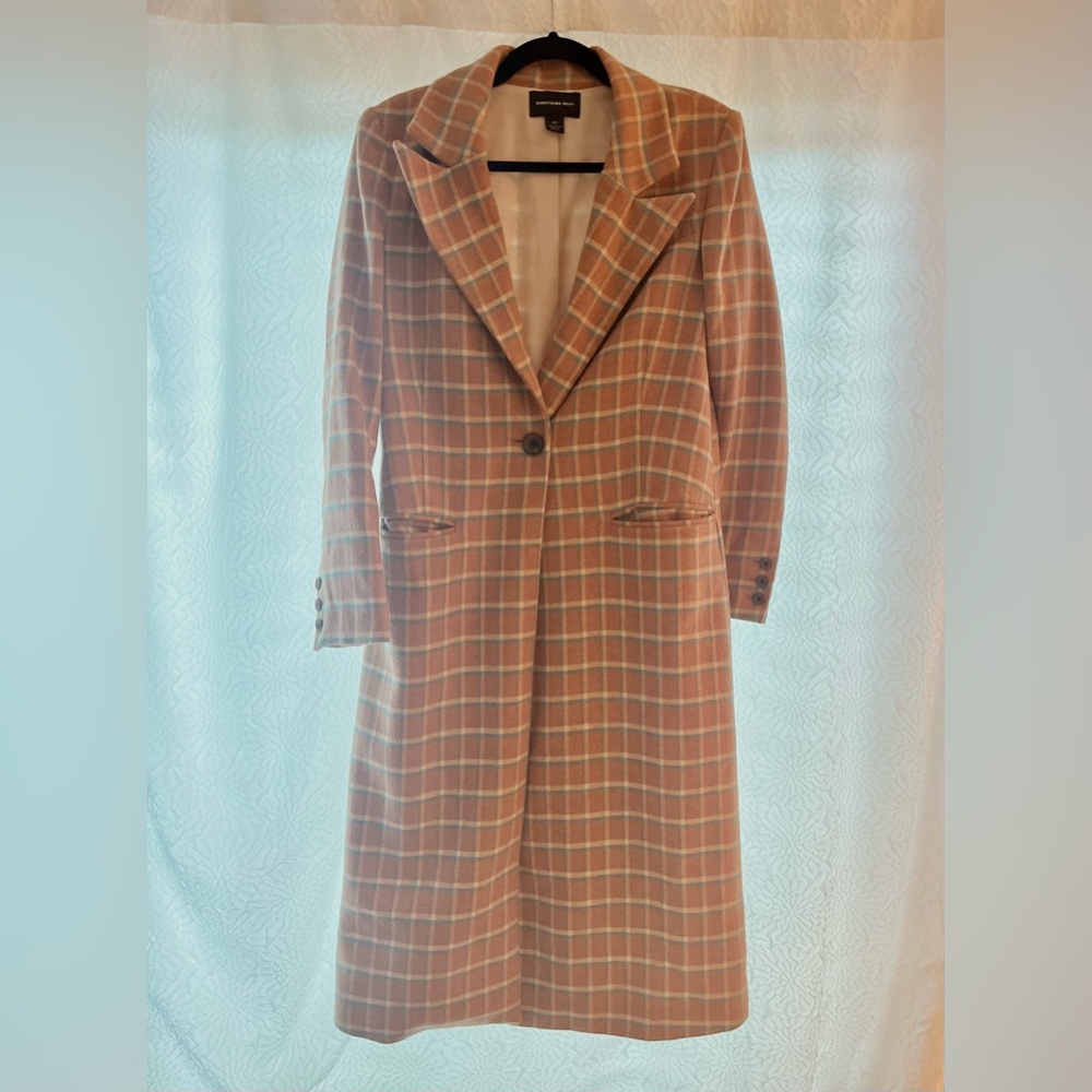 Something Navy Jackets & Coats Something Navy Single Breasted Plaid Wool Coat